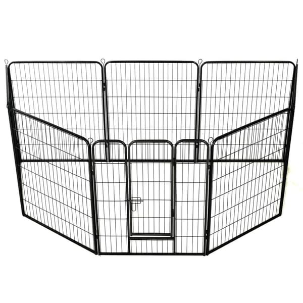vidaXL løbegård til hunde 8 paneler stål 80 x 100 sort -  Hundebure & løbegårde