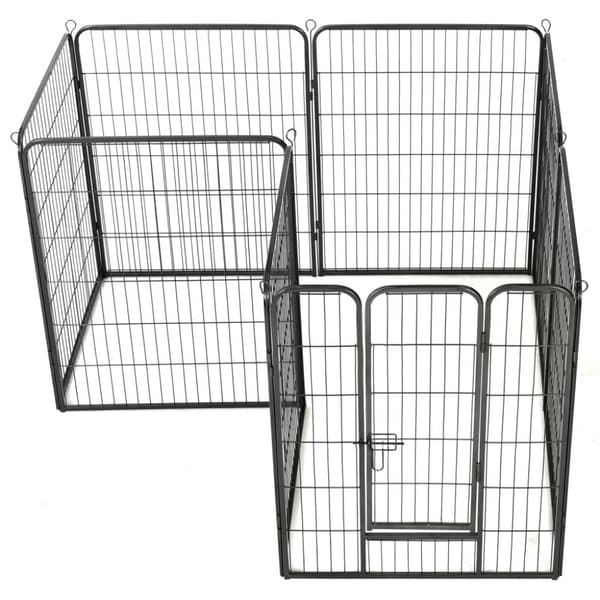 vidaXL løbegård til hunde 8 paneler stål 80 x 100 sort -  Hundebure & løbegårde
