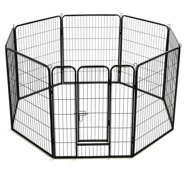 vidaXL løbegård til hunde 8 paneler stål 80 x 100 sort -  Hundebure & løbegårde