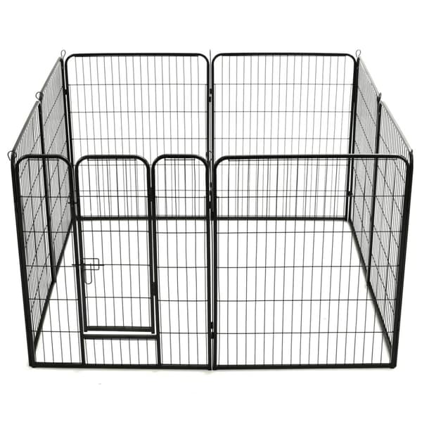 vidaXL løbegård til hunde 8 paneler stål 80 x 100 sort -  Hundebure & løbegårde