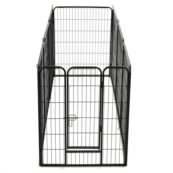 vidaXL løbegård til hunde 8 paneler stål 80 x 100 sort -  Hundebure & løbegårde