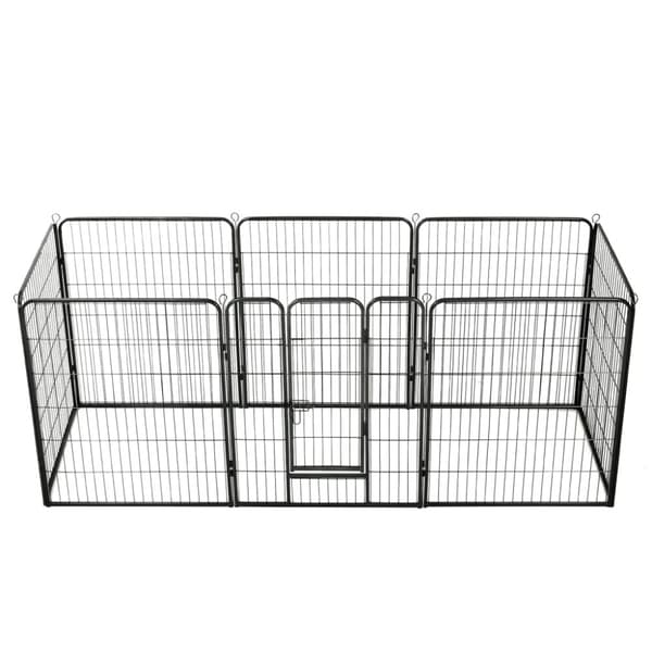 vidaXL løbegård til hunde 8 paneler stål 80 x 100 sort -  Hundebure & løbegårde