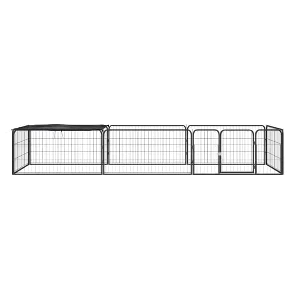 vidaXL 8-panels hundegård 100x50 cm pulverlakeret stål sort -  Hundebure & løbegårde