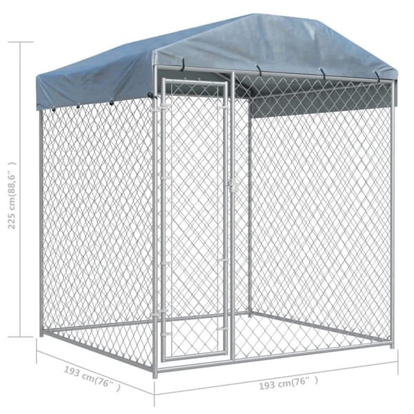 vidaXL Hundgård för utomhusbruk med tak 193x193x225 cm -  Hundkojor & rastgårdar