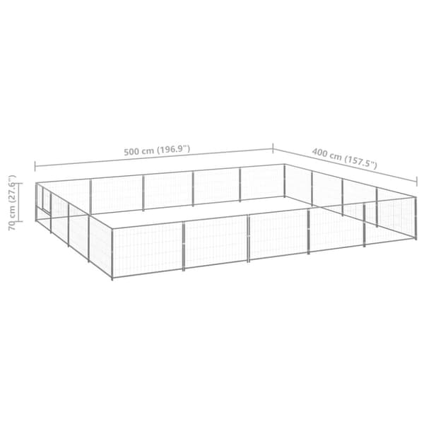 vidaXL hundeløbegård 20 m² stål sølvfarvet - Hundebure & løbegårde