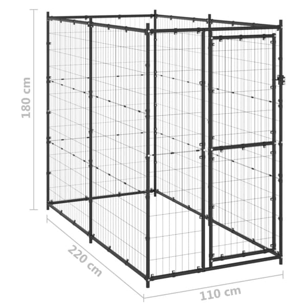 vidaXL Koiran ulkohäkki teräs 110x220x180 cm - Koiranhäkit & aitaukset