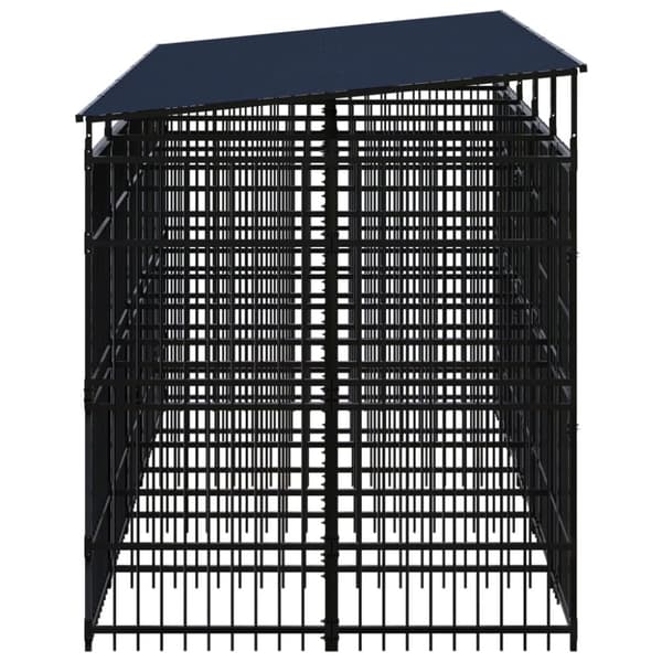 vidaXL Koiran ulkohäkki katolla teräs 9,22 m² - Koiranhäkit & aitaukset
