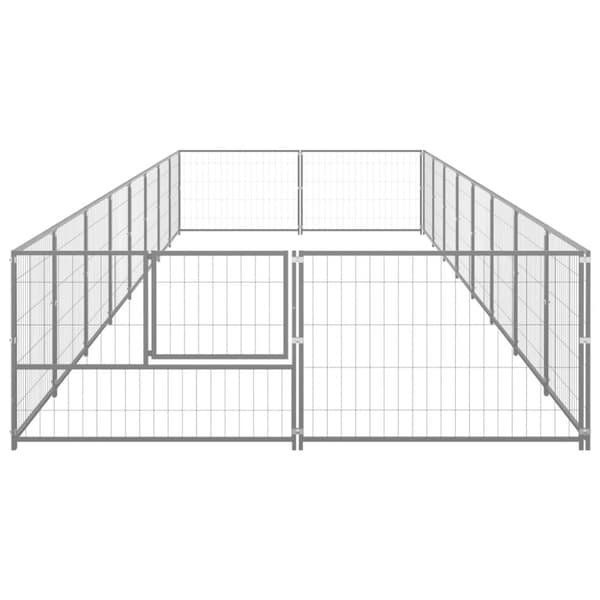 vidaXL Koiranhäkki hopea 16 m² teräs - Koiranhäkit & aitaukset