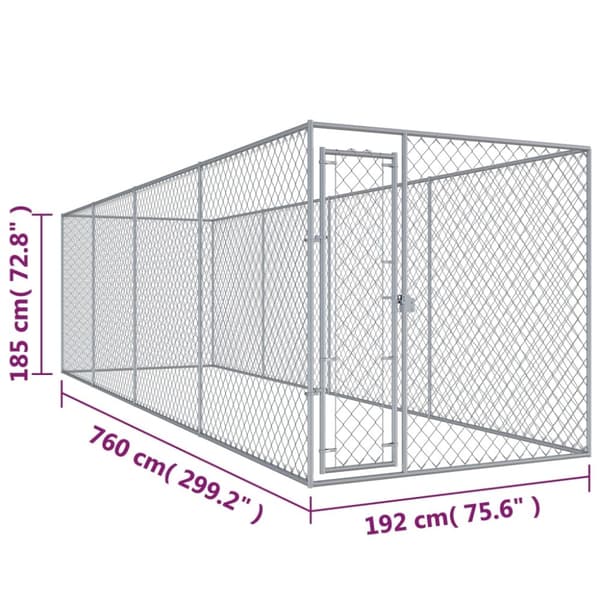 vidaXL udendørs hundeløbegård 760x192x185 cm -  Hundebure & løbegårde