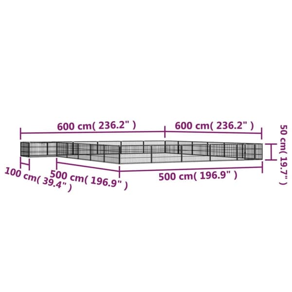vidaXL Koiranhäkki 24 paneelia musta 100x50 cm jauhemaalattu teräs - Koiranhäkit & aitaukset