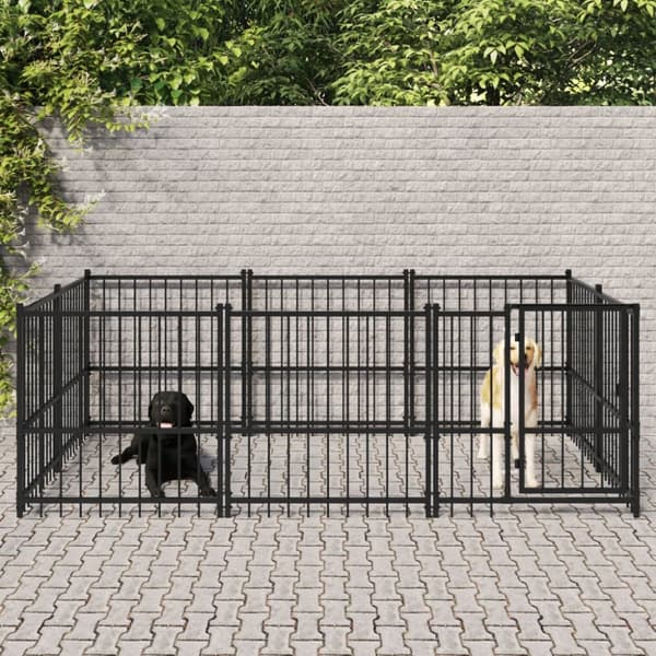 vidaXL udendørs hundegård 5,63 m² stål -  Hundebure & løbegårde