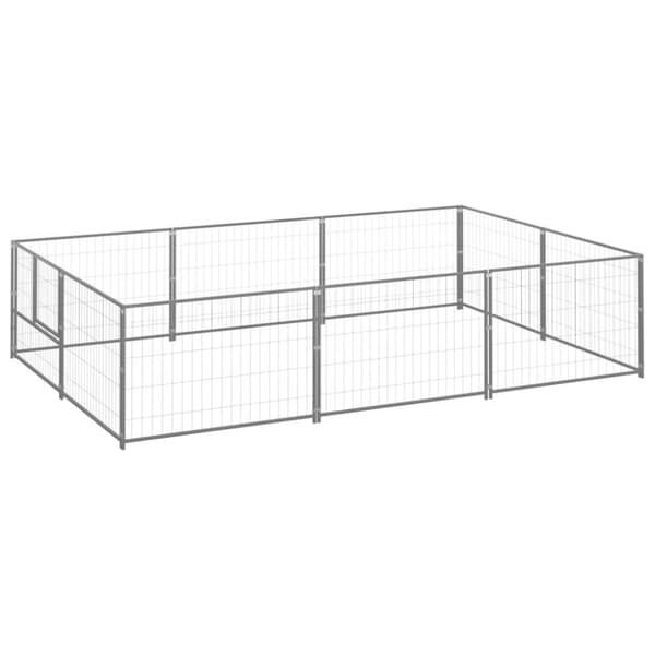 vidaXL hundeløbegård 6 m² stål sølvfarvet - Hundebure & løbegårde