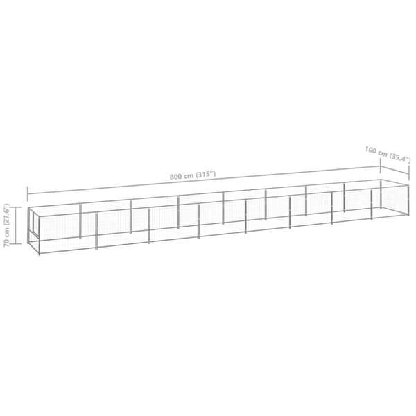 vidaXL Koiranhäkki hopea 8 m² teräs -  Koiranhäkit & aitaukset