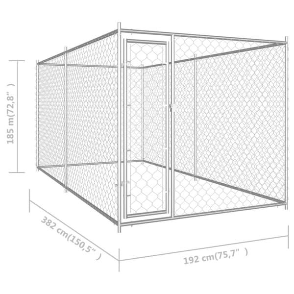 vidaXL udendørs hundeløbegård 382x192x185 cm -  Hundebure & løbegårde