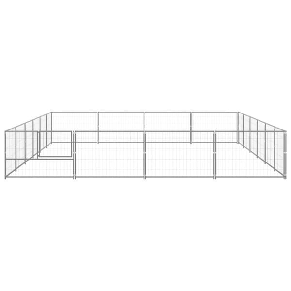 vidaXL Koiranhäkki hopea 24 m² teräs -  Koiranhäkit & aitaukset