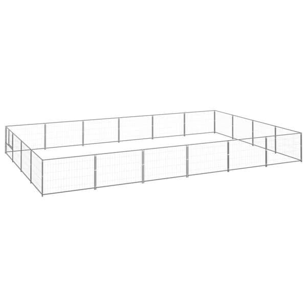 vidaXL Koiranhäkki hopea 24 m² teräs -  Koiranhäkit & aitaukset