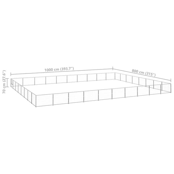 vidaXL hundeløbegård 80 m² stål sølvfarvet -  Hundebure & løbegårde