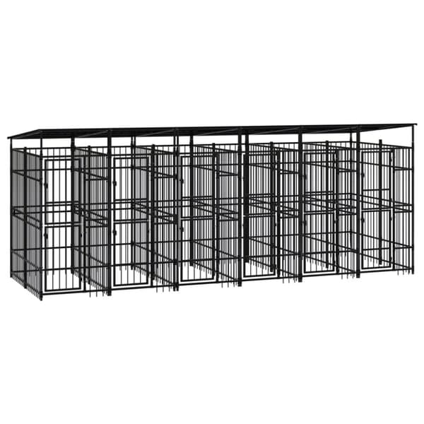 vidaXL Koiran ulkohäkki katolla teräs 11,06 m² -  Koiranhäkit & aitaukset
