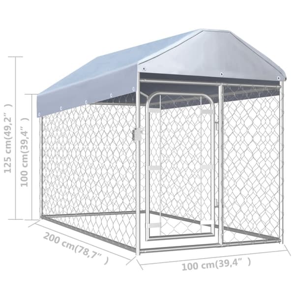 vidaXL Koiran ulkohäkki katoksella 200x100x125 cm -  Koiranhäkit & aitaukset