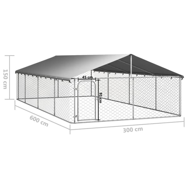 vidaXL Koiran ulkohäkki katoksella 600x300x150 cm -  Koiranhäkit & aitaukset