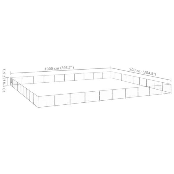 vidaXL hundeløbegård 90 m² stål sølvfarvet -  Hundebure & løbegårde