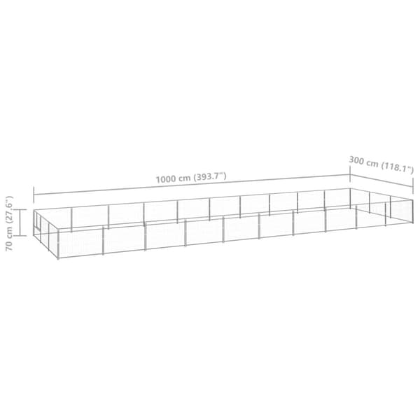 vidaXL hundeløbegård 30 m² stål sølvfarvet -  Hundebure & løbegårde