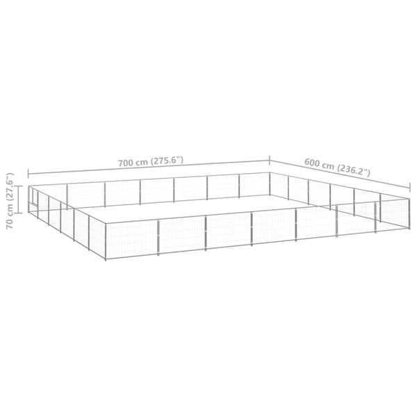 vidaXL Koiranhäkki hopea 42 m² teräs -  Koiranhäkit & aitaukset