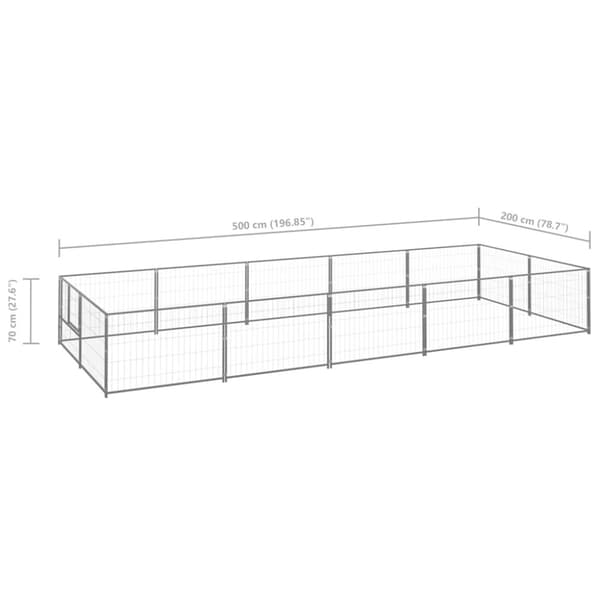 vidaXL Koiranhäkki hopea 10 m² teräs -  Koiranhäkit & aitaukset