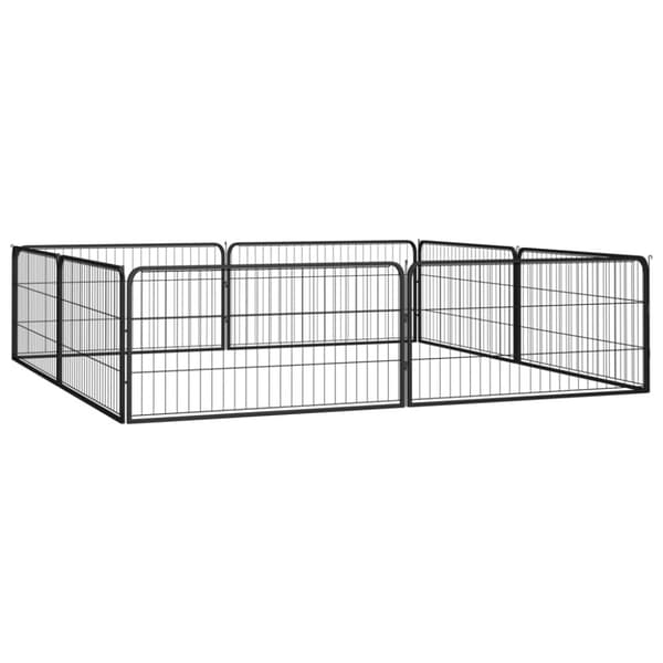 vidaXL 8-panels hundegård 100x50 cm pulverlakeret stål sort -  Hundebure & løbegårde