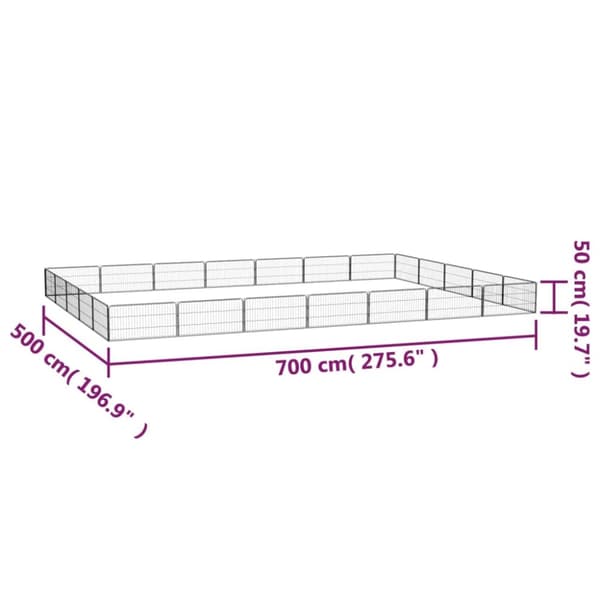 vidaXL 24-panels hundegård 100x50 cm pulverlakeret stål sort -  Hundebure & løbegårde