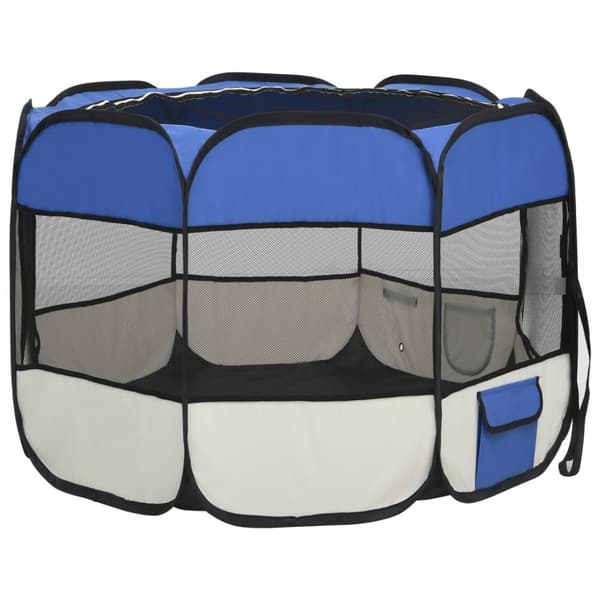 vidaXL foldbar hundegård med bæretaske 90x90x58 cm blå -  Hundebure & løbegårde