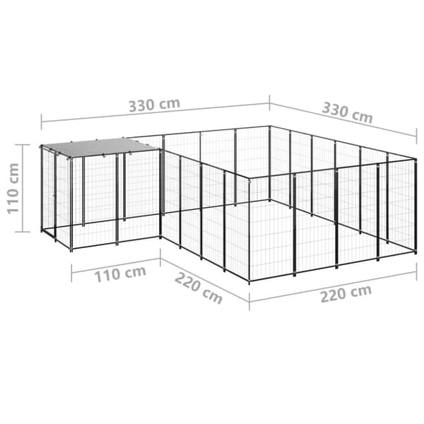 vidaXL hundeløbegård 8,47 m² stål sort -  Hundebure & løbegårde
