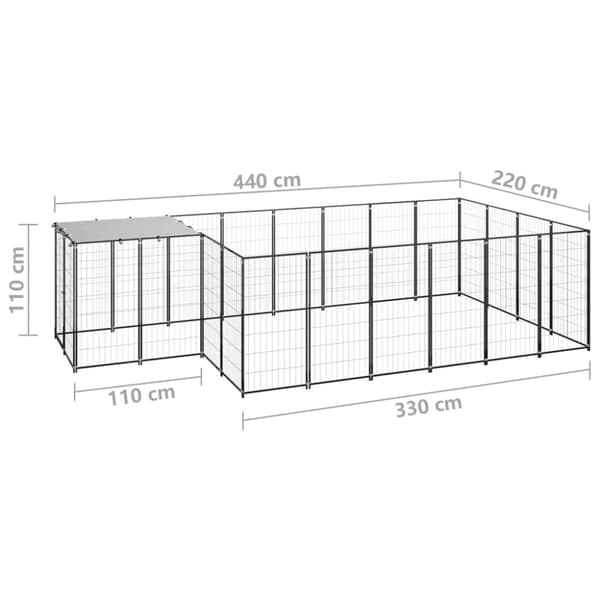 vidaXL Koiranhäkki musta 8,47 m² teräs -  Koiranhäkit & aitaukset