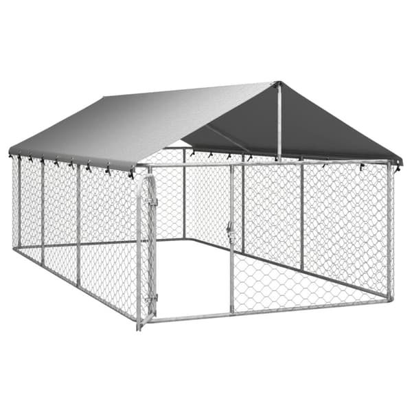 vidaXL Hundgård med tak för utomhusbruk 400x200x150 cm -  Hundkojor & rastgårdar