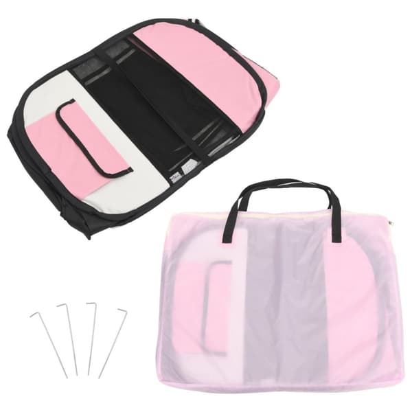 vidaXL Taitettava koirien pentuaitaus kantolaukulla pink. 145x145x61cm -  Koiranhäkit & aitaukset