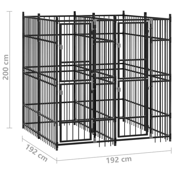 vidaXL Koiran ulkohäkki teräs 3,69 m² - Koiranhäkit & aitaukset
