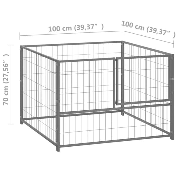 vidaXL Koiranhäkki hopea 100x100x70 cm teräs -  Koiranhäkit & aitaukset