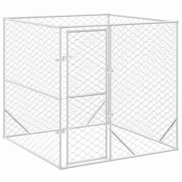 vidaXL udendørs hundegård 2x2x2 m galvaniseret stål sølvfarvet -  Hundebure & løbegårde