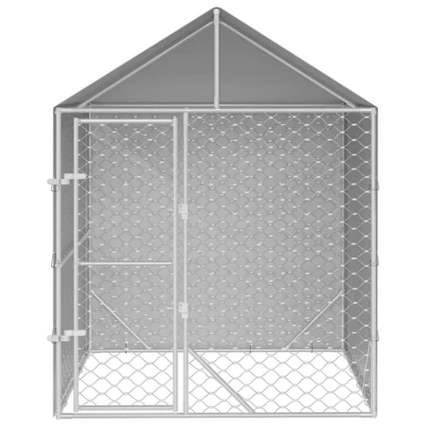 vidaXL Hundgård med tak silver 2x2x2,5 m galvaniserat stål - Hundkojor & rastgårdar