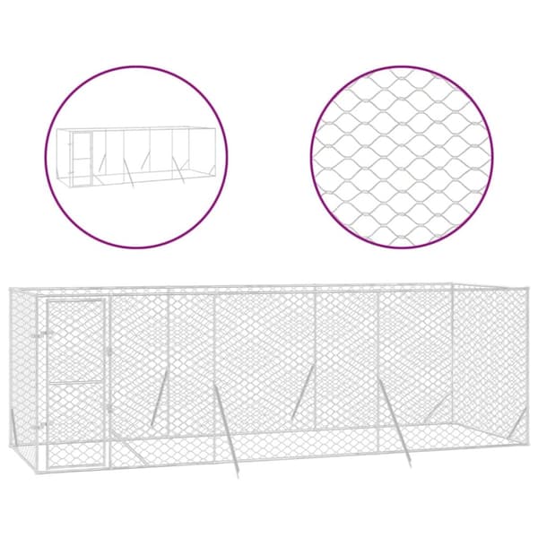 vidaXL udendørs hundegård 6x2x2 m galvaniseret stål sølvfarvet -  Hundebure & løbegårde