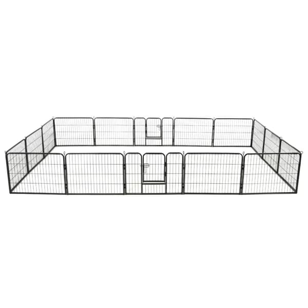vidaXL Pentuaitaus 16 paneelia teräs 60x80 cm musta -  Koiranhäkit & aitaukset