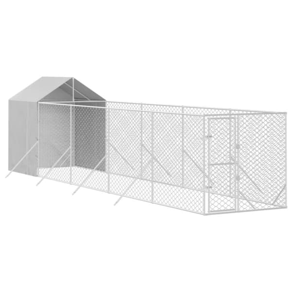 vidaXL Koiran ulkohäkki katolla hopea 2x10x2,5 m galvanoitu teräs - Koiranhäkit & aitaukset