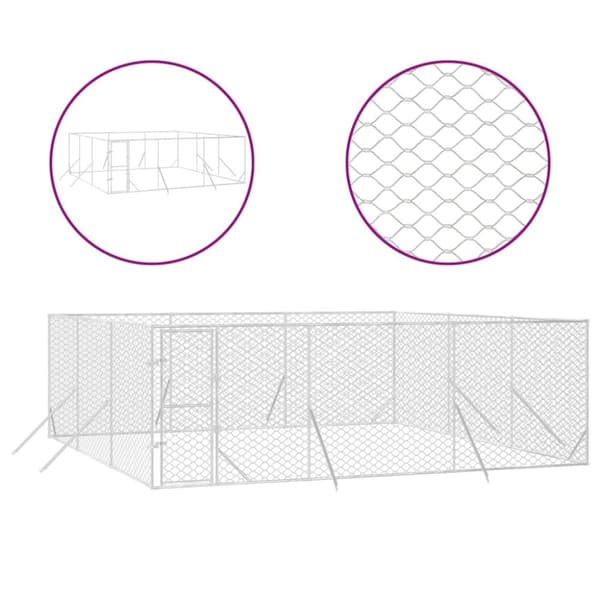vidaXL Koiran ulkohäkki hopea 6x6x2 m galvanoitu teräs -  Koiranhäkit & aitaukset