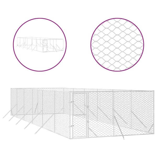 vidaXL Koiran ulkohäkki hopea 4x12x2 m galvanoitu teräs -  Koiranhäkit & aitaukset