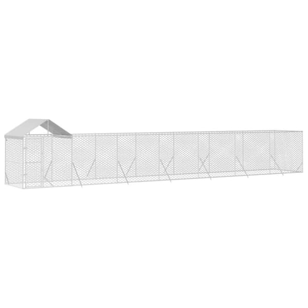 vidaXL Hundgård med tak silver 14x2x2,5 m galvaniserat stål - Hundkojor & rastgårdar