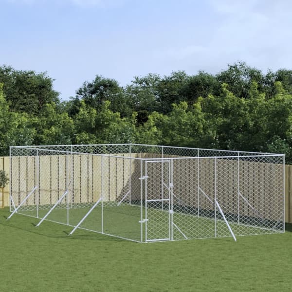 vidaXL Hundgård för utomhusbruk silver 4x8x2 m galvaniserat stål -  Hundkojor & rastgårdar