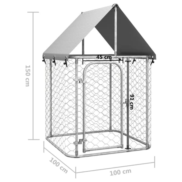 vidaXL Koiran ulkohäkki katoksella 100x100x150 cm - Koiranhäkit & aitaukset