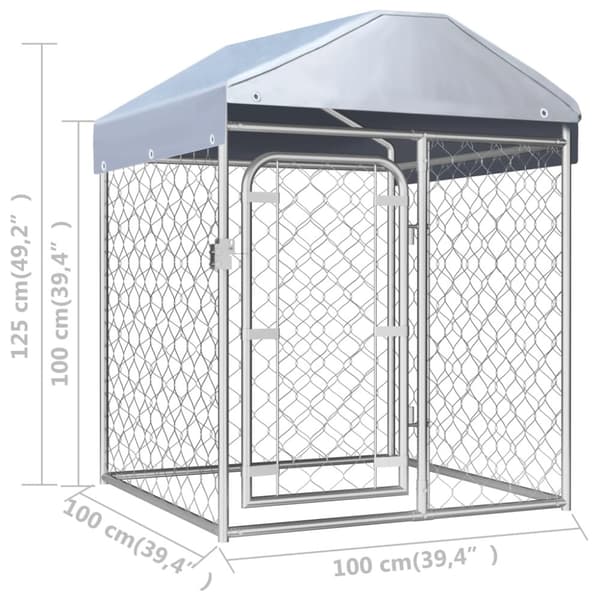 vidaXL Hundgård med tak för utomhusbruk 100x100x125 cm - Hundkojor & rastgårdar