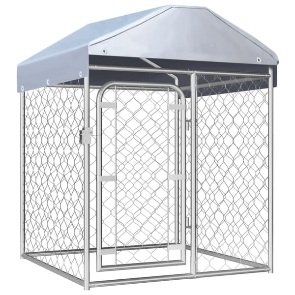 vidaXL Hundgård med tak för utomhusbruk 100x100x125 cm - Hundkojor & rastgårdar