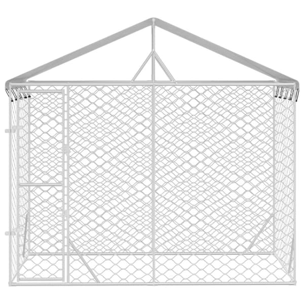 vidaXL Hundgård med tak silver 3x1,5x2,5 m galvaniserat stål - Hundkojor & rastgårdar